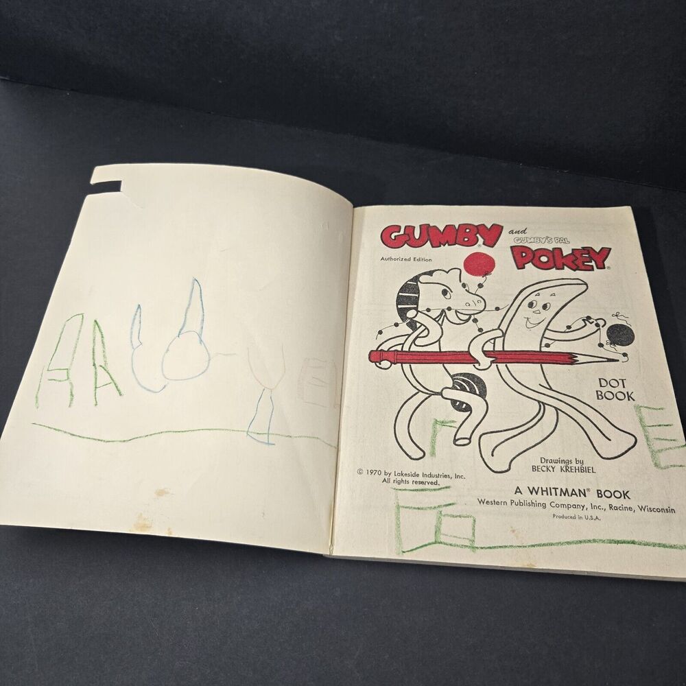 Vintage Gumby and Pokey Dot Book 1970 Whitman Coloring Book COLLECTIBLE RARE GD - Picture 3 of 14